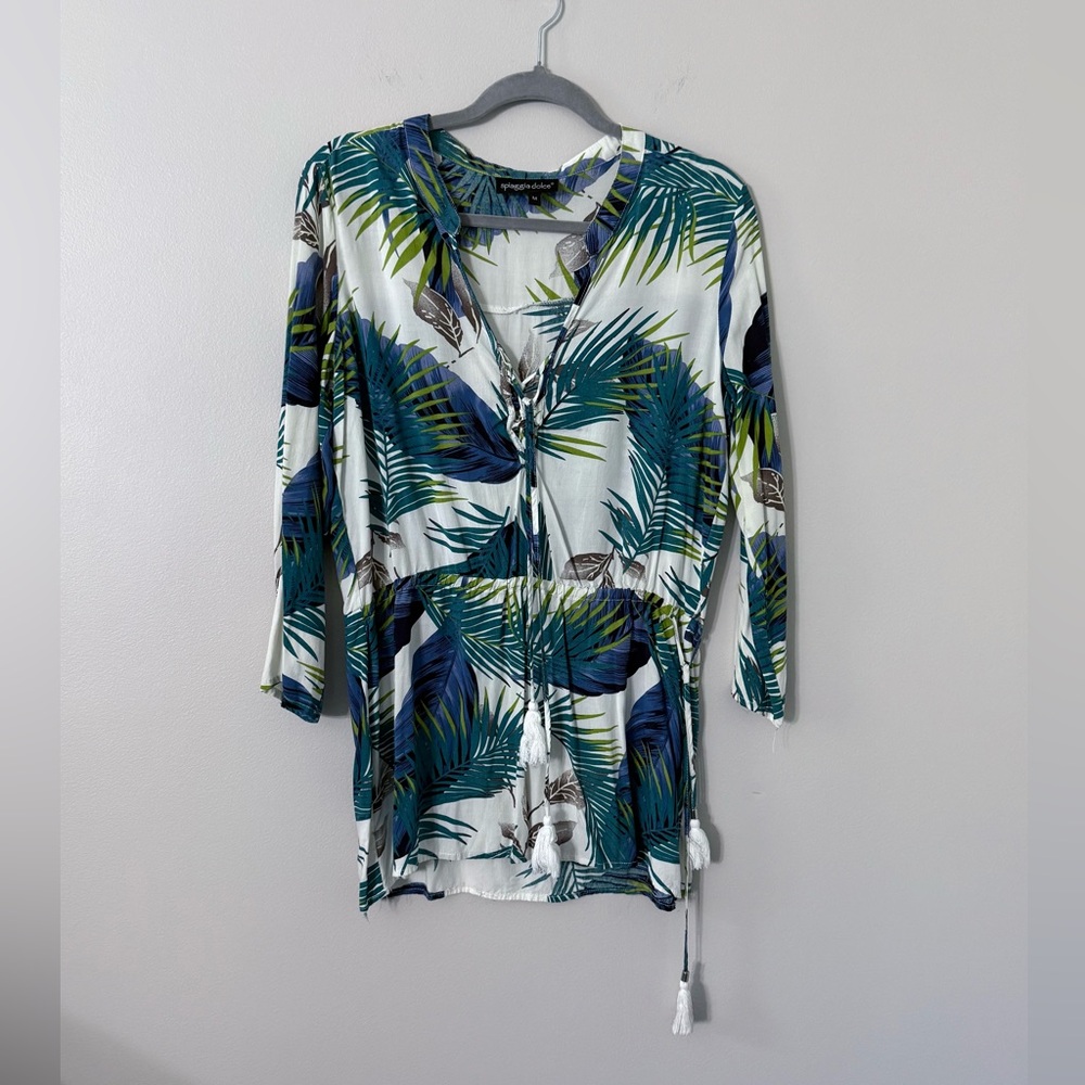 Spiaggia Dolce Leaf Print Cover Up Tunic